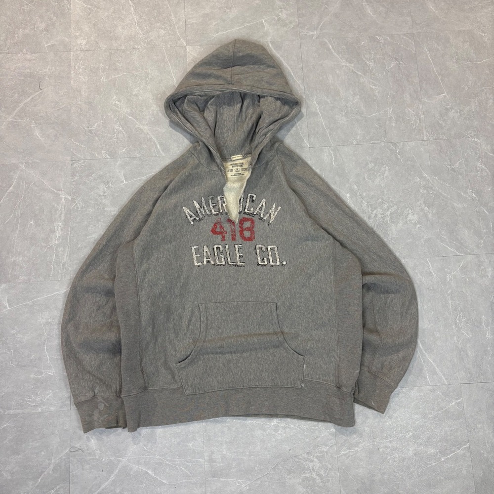 American Eagle Outfitters Mens XL Gray Vintage Slim Fit Graphic Hoodie 418